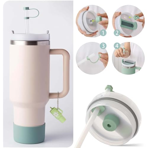 VIDSTW 9 Stück Stanley Cup-Zubehörset Strohhalm Zubehör für Stanley Cup Deckel Auslaufsicher Enthält 4 Auslaufsichere Stopfen 4 Trinkhalmabdeckungen für Tassen und 1 Untersetzer