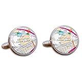 Football Stadium Map Cufflinks, Man Utd Ground Map Cuff links, Old Trafford Stadium Map Cufflinks, Round Football Cuff Links