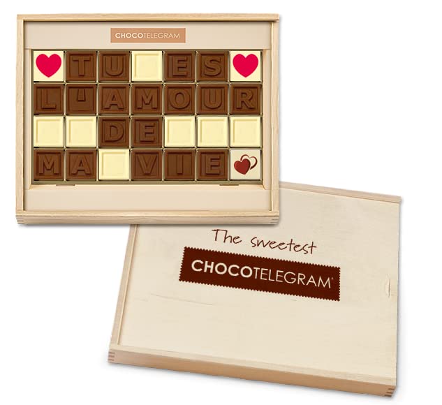 Coffret Chocotélégramme « Tu es l'amour de ma vie » Message en chocolat | chocolat customisé
