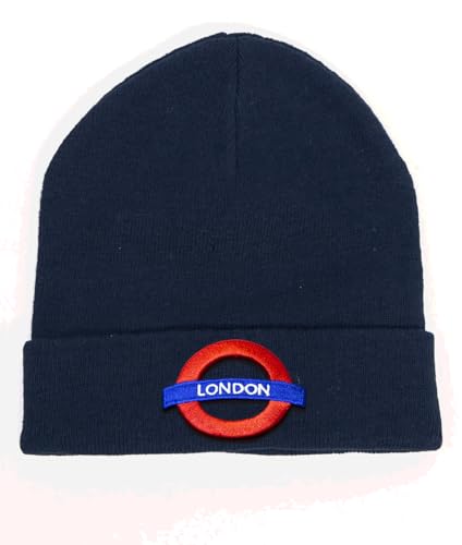 Image of GWCC Licensed London Underground Unisex Ski Hat with London Logo, Warm Knit Beanie - One Size Black