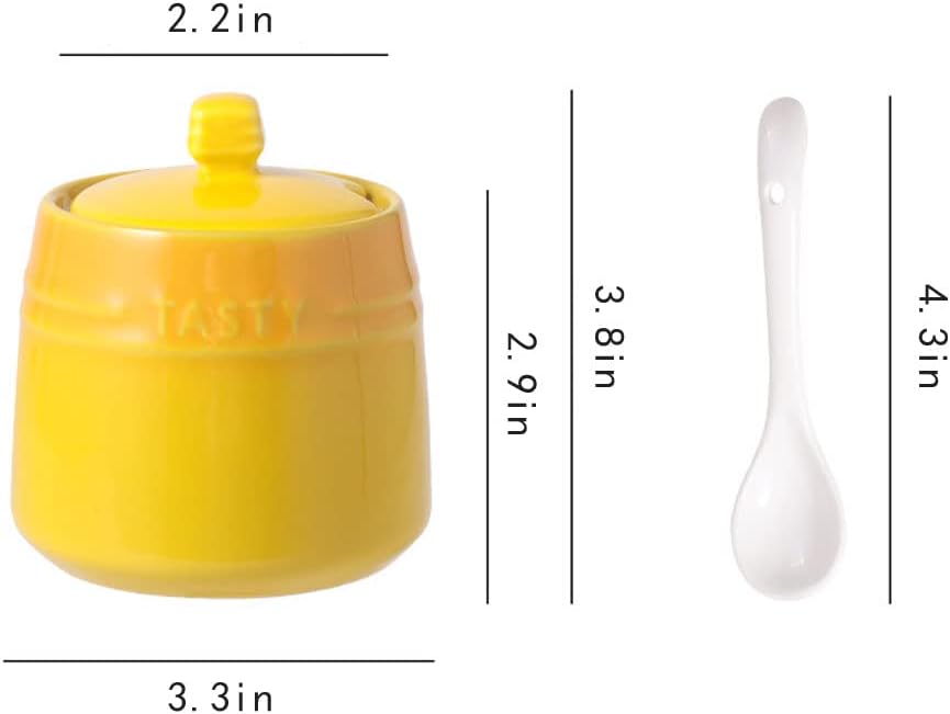 Colorful Ceramic Seasoning Jar Sugar Bowl with Lid Spoon
