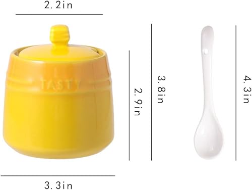 Miniatura 2 de Colorido tarro de especias de cerámica caja de condimentos olla de condimentos azucarero con tapa cuchara rojo Rojo