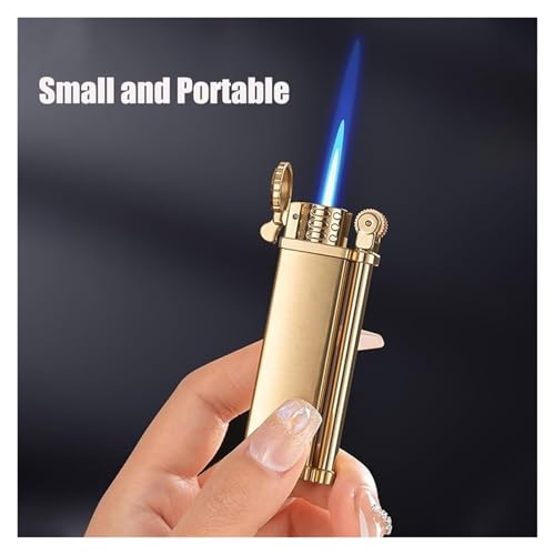 Encendedor de butano latón antiguo con llama de soplete miniatura 2