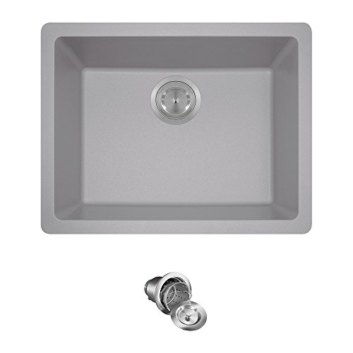 MR Direct 808-S-BSKT Silver Dual-Mount Granite 21-5/8 in. Single Bowl Kitchen Sink Basket Strainer, 1