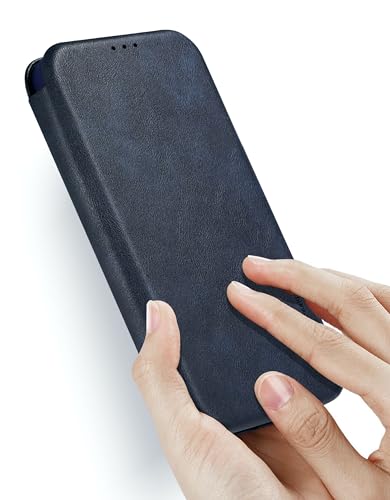Image of BOUNCEBACK Vegan Leather Magnectic Closure Flip Flap Wallet Back Case Cover for iPhone 16e & iPhone 17e - Blue