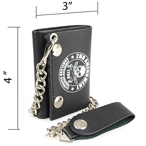Image of Milwaukee Leather MLW7889 Men's 7.5 inch Black Premium Leather Soft Biker Wallet - Bi-Fold Anti-Theft Stainless Steel Chain