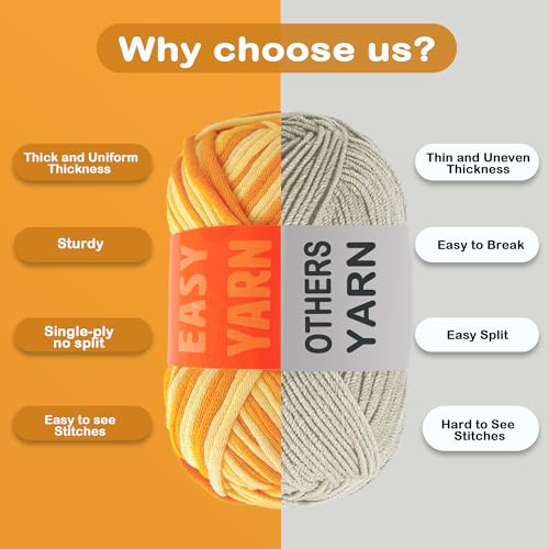 Image of 3.5Oz /120yds Beginner Easy Yarn for Crocheting and Knitting;Worsted-Weight Medium #4;Cotton Blend Yarn for Beginners Amigurumi DIY(Sunflower,1 Skein)