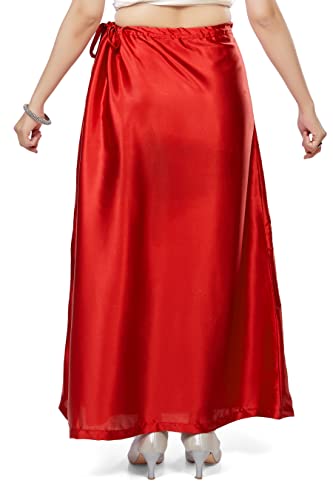 Madhu Fashion Women\'s Satin Saree Petticoat Saree Underskirt (Medium, Maroon)