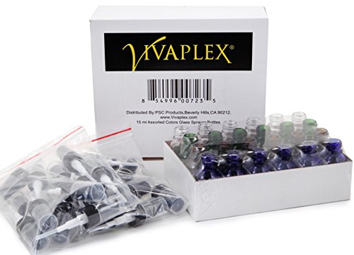 Vivaplex, 24, Assorted Colors, 15 Ml (1/2 Oz) Glass Bottles, With Black Fine Mist Sprayer's #TOP4