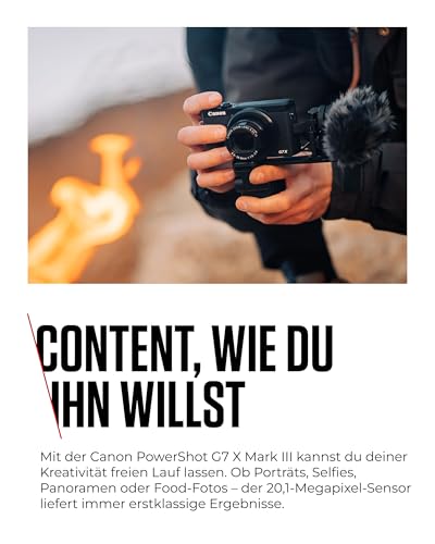 Canon PowerShot G7 X Mark III (Schwarz) – Kompakte Digitalkamera mit 1-Zoll-Sensor & 4K-Video – Ideal bei wenig Licht & auf Reisen – Mit WLAN & Bluetooth - Geliebt Für Kreatives Unterwegs