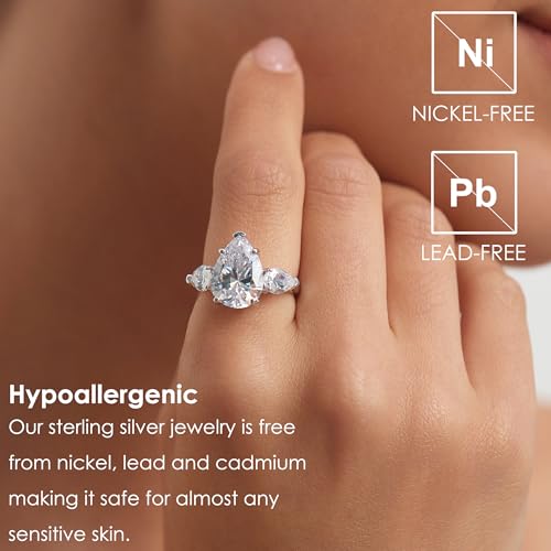 Michooyel S925 5.0ct Pear Cut Engagement Ring Cubic Zirconia Sterling Silver Wedding Ring Bridal Ring Band Fine Jewelry For Women2
