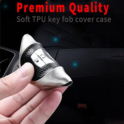 Image of for Buick Car Key Fob Cover Soft TPU with Leather Keychain Key Case Shell Full Protective Cover Compatible for Buick 2015-2023 GL8 Verano Enclave Regal Lacross Encore Envision 6 Button, A Red