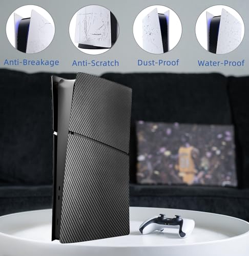 Image of Slim Digital Edition Cover Plates for New PS5 Slim Console, Shell Panels Compatible with New PlayStation 5 Slim Accessories Protective Replacement Faceplate (Carbon Fiber)
