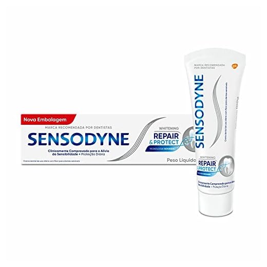 Sensodyne Creme Dental Repair e Protect Whitening, Reparação Profunda, Proteção Diária para Dentes Sensíveis, Restaura o Branco Natural dos Dentes, 100g