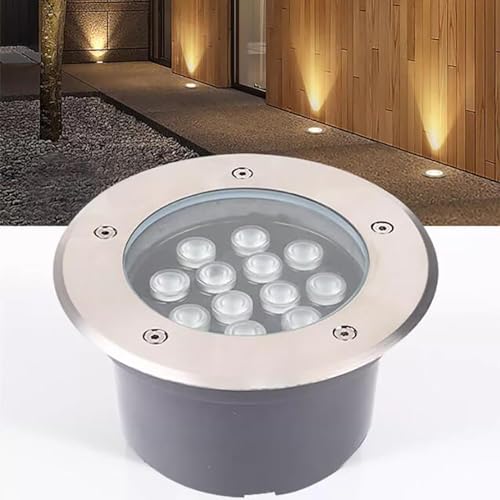 Luces LED para Exteriores, iluminación enterrada, luz Circular para Caminos, Foco empotrable de Suelo IP67, Resistente al Agua, lámpara de pie para césped, terraza o jardín, fácil de Instalar (Rojo,