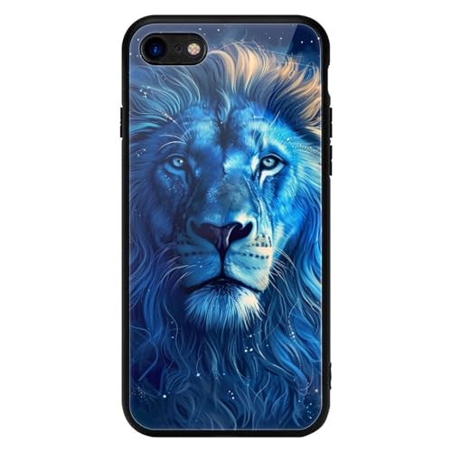 CRIVOTA for iPhone 7/8 Case - Cool Lion Design, Glass Back + TPU Inner Shell, Extreme Slimness, Scratch-Resistant, Military-Grade Protection, Precise Cutouts, Cell Phone Cases for Boys Girls
