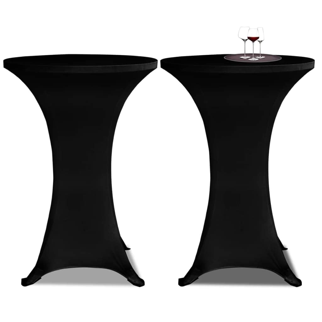 2 x schwarze Tischhusse für Stehtisch Ø60 cm, elastischer Stretchbezug aus Polyester und Spandex, rutschfeste Schutzhuelle für Bankett, Hochzeit und Esszimmer, waschbar bis 40 °C