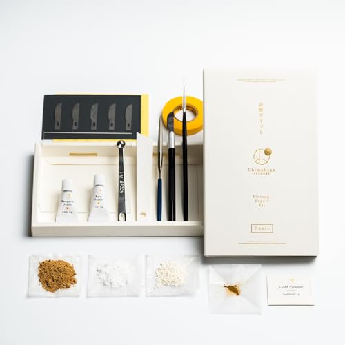 Traditional Kintsugi Repair Kit - Basic - Food Safe Genuine Gold Japanese urushi DIY Chimahaga