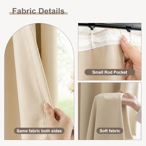 Image of hoeflife Blackout Curtains for Bedroom Room Darkening Curtains for Living Room Ceiling Door Curtain（Beige Drape 1 Panel,W52 x L96