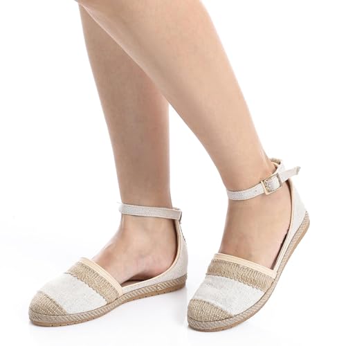 حذاء اسبدري مسطح بحزام بوهو للنساء من ايس كلوب، لون بيج، مقاس 41 EU