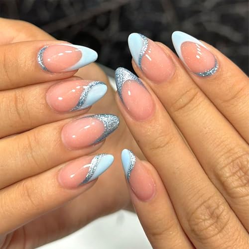 MAOTTIE Short Press On Almond Fake Nails - Flower Acrylic Fall Nails Press Ons Full Cover Glue On Cute False Floral Stick On Nails for Women - 30 Pcs