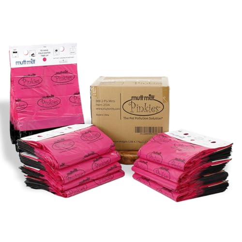 Mutt Mitt® Pinkies 2-Ply Dog Waste Bags with Thick 2 Mil Mitten - No more "yuck" or "warm handshake" - 800 Pink & Black Dog Waste Bags on 8 Station Headers