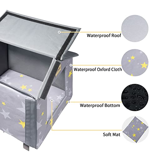 Jiupety Dog House Outdoor For Medium Small Dogs,Dog Bed Indoor Outdoor,Weatherproof Feral Cat Dog House For Puppy,Rabbits.outside Cats Shelter,Enclosed Pet Box,Soft Cave Movable Insulated,Gray #TOP4