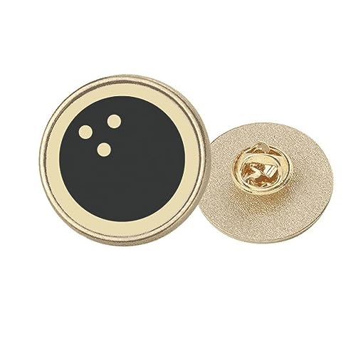 Broche bowling dorée avec clip de fixation sécurisé et motif géométrique rond de taille M
