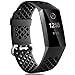 Dirrelo Compatibile con Fitbit Charge 3/Fitbit Charge 4 Cinturino, Ricambio Sportivo Regolabile in Silicone Accessori Traspiranti Cinturino per Fitbit Charge 3 SE, per Donna Uomo, Nero S