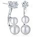 Produktbild Yumilok 925 Sterling Silber Zirkonia Perlen Ohrhänger Ohrstecker Front-Back-Ohrringe Hypoallergen Ohrschmuck für Damen Frauen Mädchen