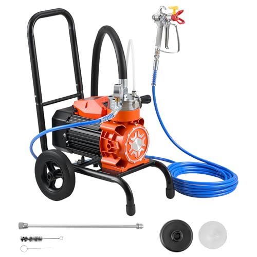 VEVOR Membran-Airless-Farbspritzgerät 900 W, Rollbares Farbspritzgerät mit 15,17 MPa Hochdruck, 10 m Hochdruckschlauch, Reinigungsnadel und Bürste, für DIY-Sprüharbeiten im Innen- und Außenbereich