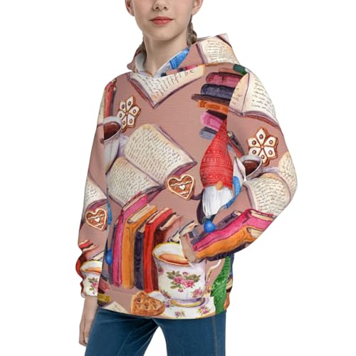 Gnomes Books Tea Cups Kid Hoodies Boys Sweatshirts Girls Pullover with Pocket2