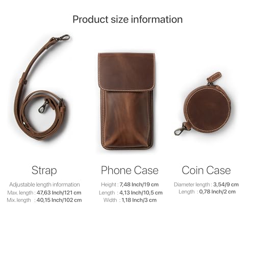Londo genuine leather phone case - versatile shoulder bag with credit card slot, coin pocket and protective smartphone organizer, brown