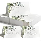 100 tarjetas de lugar de mesa, nombre de asiento de recepción, soporte de números de papel de hoja verde para boda, cumpleaños, cena, fiesta