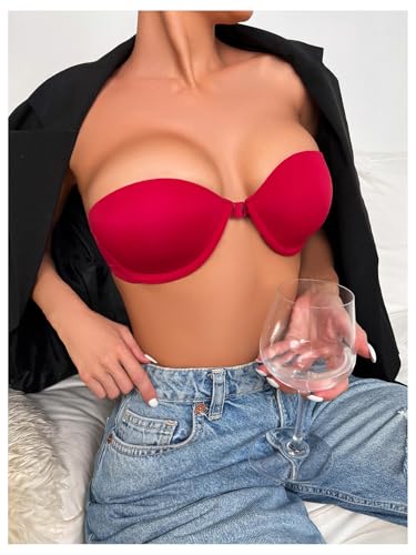 Image of RoseSeek Women's Strapless Underwire Push Up Front Closure Bra | Front Closure, Bandeau Bra, Tube Tops