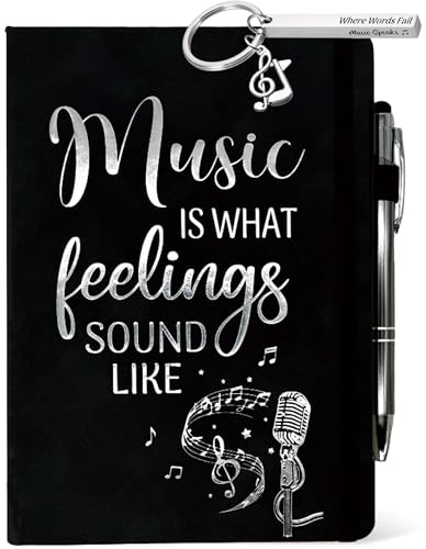 Regalos temáticos de música para profesores y cantantes kit de cuaderno A5 negro y llavero