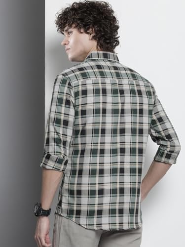 Image of The Indian Garage Co Men Regular Fit Checkered Full Sleeves Cutaway Collar Casual Shirt