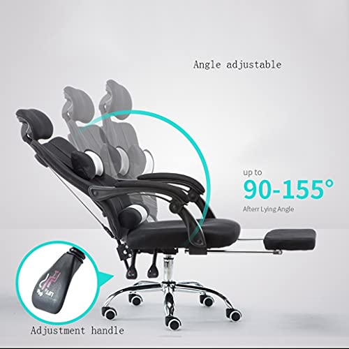 Chaise de bureau ergonomique bleue avec repose-pieds et dossier inclinable