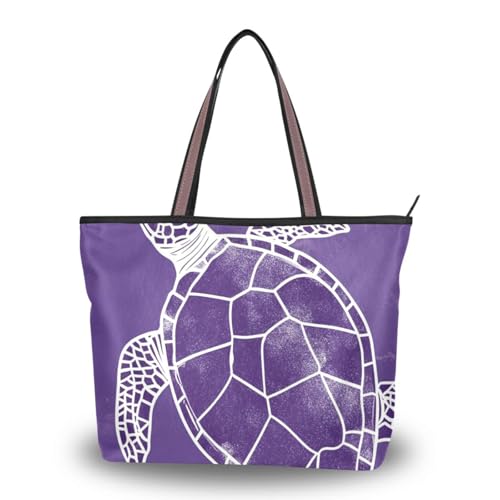 Sac à main en soie lavande tortue ocean grand format zippé femme