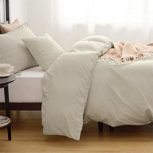 Image of Bedsure Twin /Twin XL Duvet Cover, 1Pc Soft Double Brushed Bedding, Beige | For Kids & Adults, 68 inchx90 inch, Only 1 Comforter Cover, No Pillow Shams, Hotel Luxury, Breathable, Lightweight, Zipper Closure