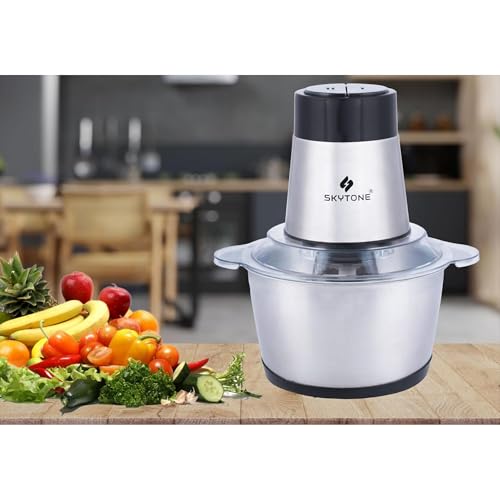 Image of SKYTONE Electric Chopper, Meat Chopper With Stainless Steel Bowl Heavy 700W Motor - 2 Speed Modes For Kitchen Food Processor, Meat, Vegetables, Onion, Mince (3 Liter)
