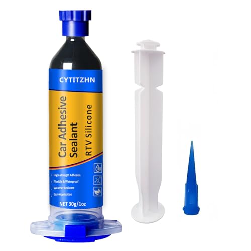 RTV Silicone Adhesive Sealant for Cars - 100% Waterproof Silicone Automotive Sealant, High Strength Flexible Crack-Proof - Black Caulk for Windshield, Door, Gasket & Trim Repair (1oz/30g)