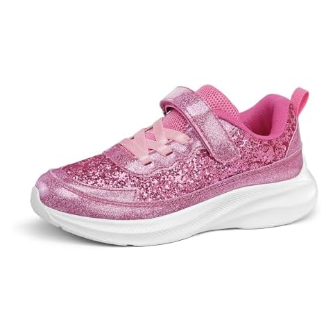 RUNSIDE Girls Glitter Sneakers Lightweight Kids Sparkle Tennis Shoes with Hook and Loop for Toddler/Little Kid/Big Kid Cover