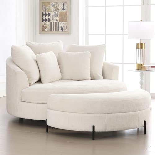 Sinzho & Wiyfun 59.8" W Upholstered Oversized Round Barrel Chair