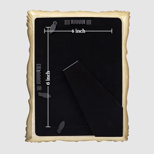 Image of eletecpro 4x6 Vintage Picture Frame with Real Glass Cover, Ornate Antique Photo Frame, Display 4x6 Picture for Tabletop or Wall Hanging Horizontal & Vertical, Gold Home Decor for Gallery Art