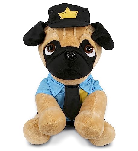 DolliBu Pug Police Plush Toy 10" with Uniform & Cap