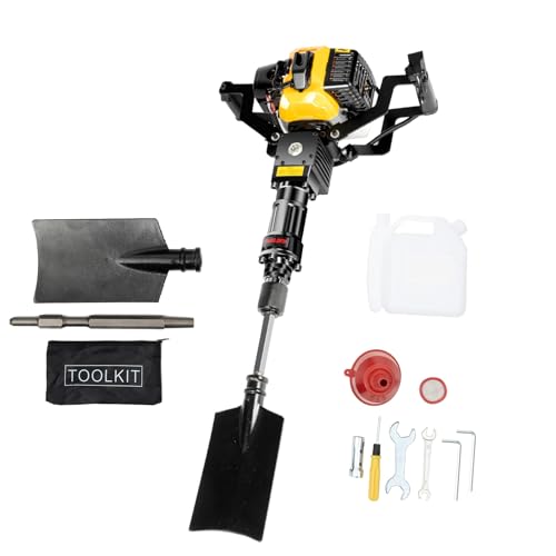 Escavatore a benzina, 1250 W, 2 tempi, con pala e asta di collegamento, 6500r/min, 52 CC, escavatori portatili per giardini, fattorie