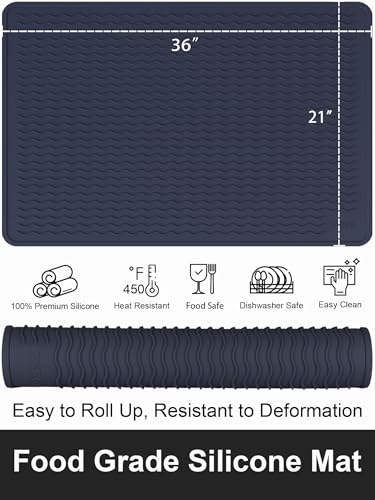 Stove Top Covers for Electric Stove, Food Grade Heavy Duty Silicone Glass Stove Top Cover Protector, Induction Cooktop Protector, Heat Resistant Range Ceramic Stove Top Covers Mat, Oven Cover