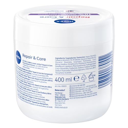 Nivea Repair & Care Cream Hydrata¿Ní T¿Lový Krém Pro Citlivou Poko?Ku 400ml - vue 3