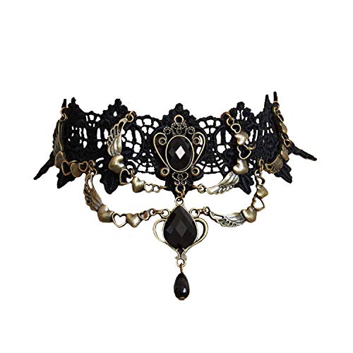 Gothic Black Lace Choker Necklace Punk Choker with Pendant for Women/Girls Punk Party Cosplay Costumes Wedding Jewelery Christams Gifts (JL-210)